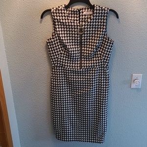 Calvin Klein houndstooth front zipper midi
